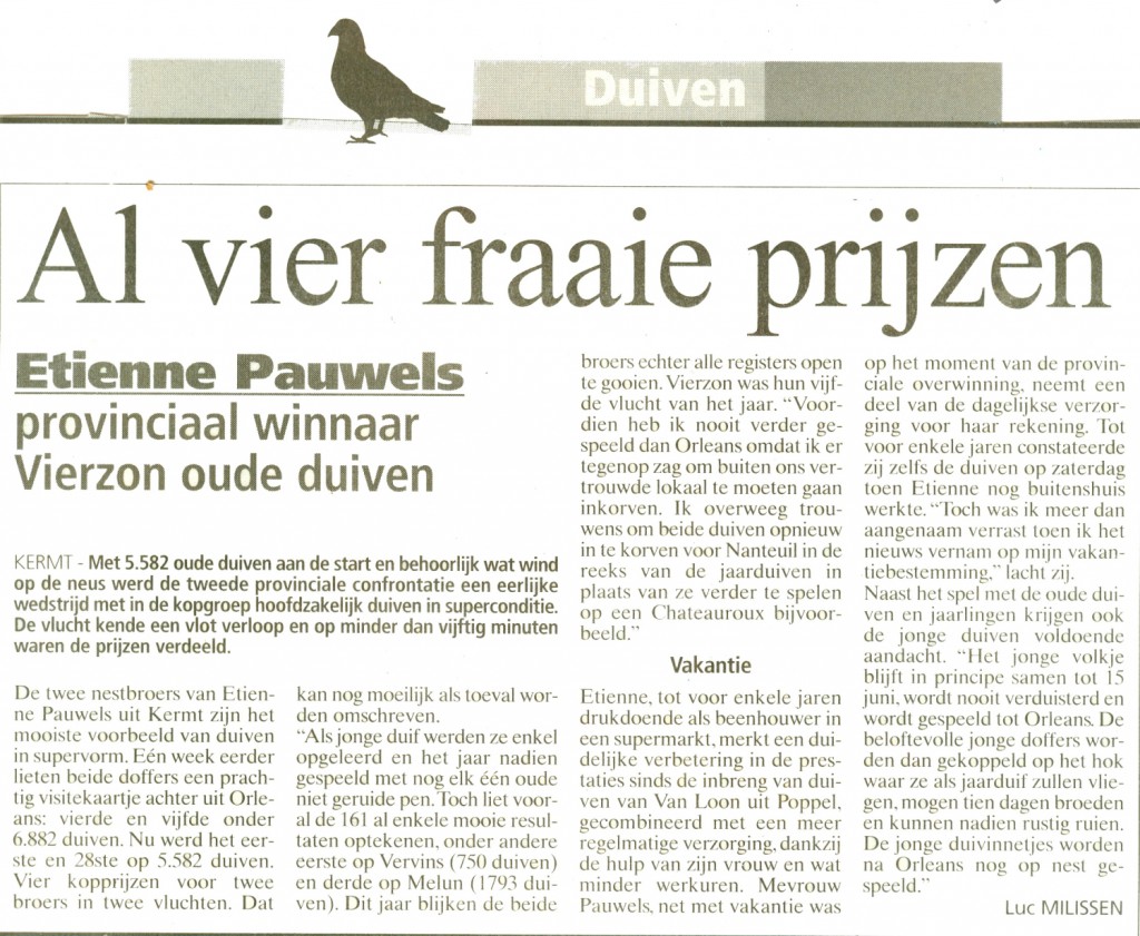 Etienne Pauwels Brieftauben markt Zuechter 9994